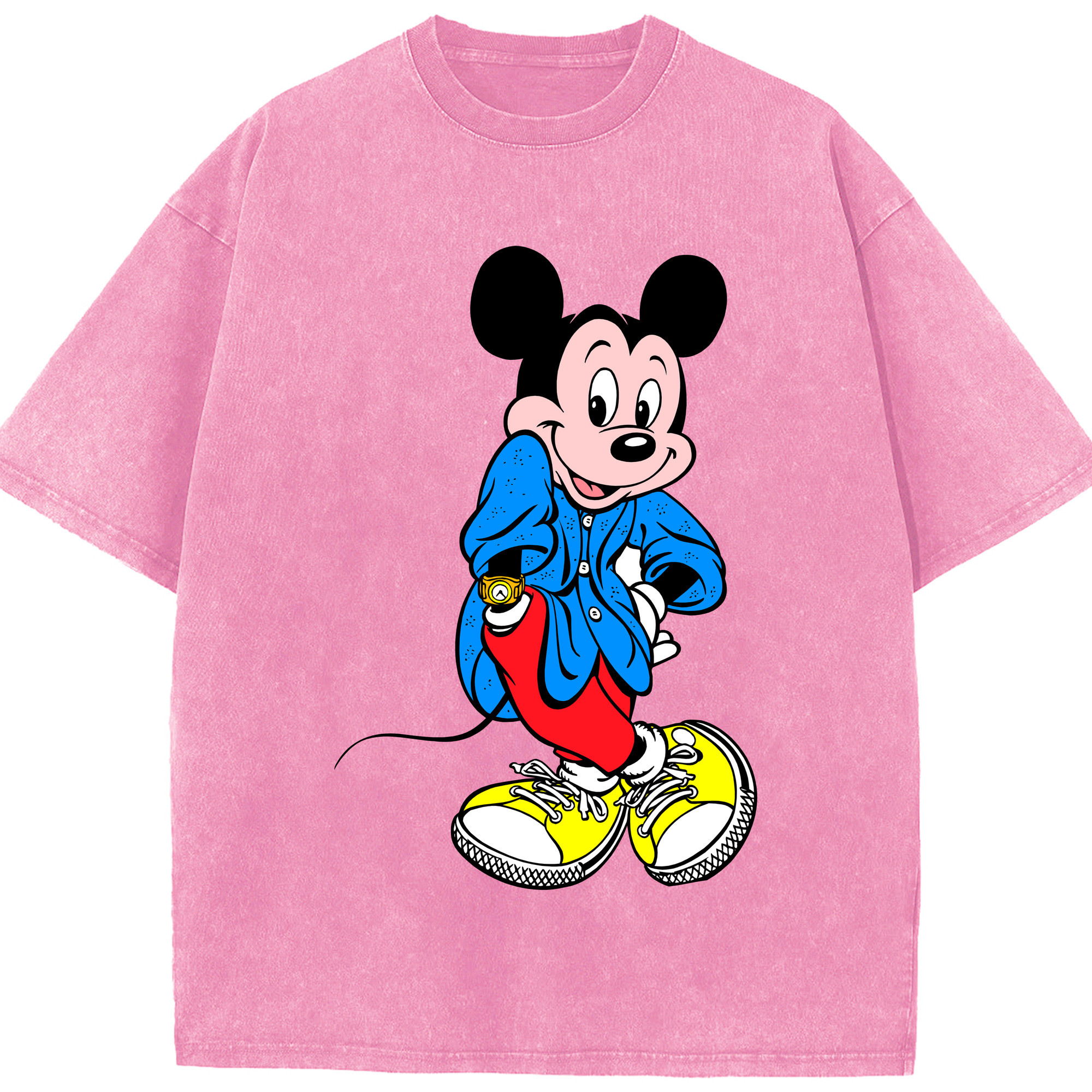 （画像用） ミッキーマウス Mickey Mouse 綿100% ヴィンテージ風 半袖Tシャツ（フロントプリント）